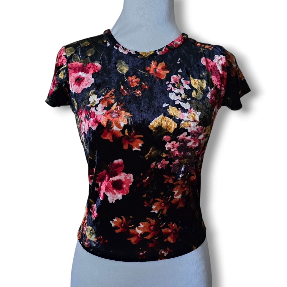 Urban Outfitters Multicolor Floral Velvet Tee - Size XS
